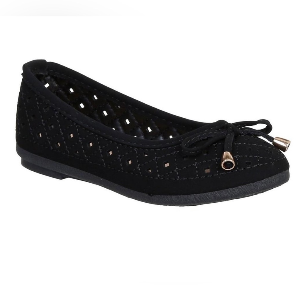 Girls' Black Ballet Flat with Bow